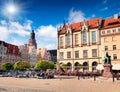 Colorful morning scene on Wroclaw Market Square Royalty Free Stock Photo